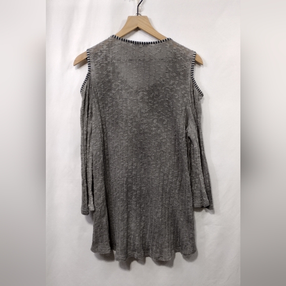John Mark Paisley Cold Shoulder Top Women's XL Gray Boho Retro Cottagecore - Picture 5 of 8
